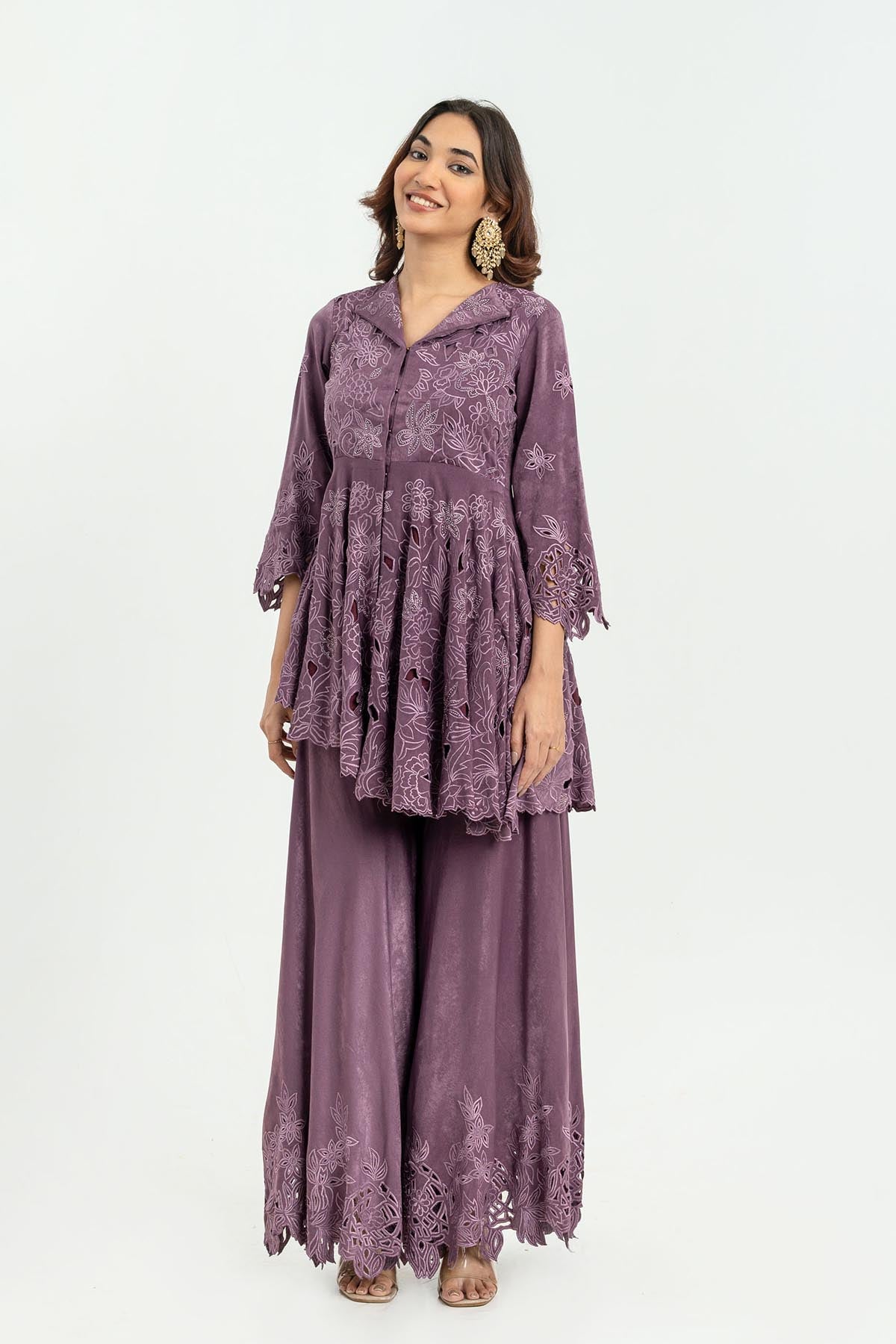 Buy Purple Floral Peplum Top & Pants Online